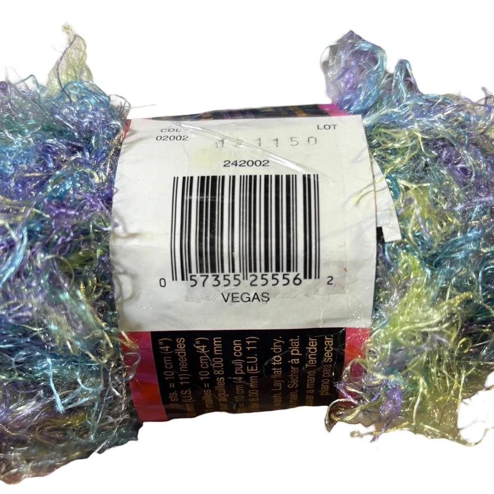 4 Skeins Patons Cha Cha Fun Fur Yarn Vegas #2002 Shimmer Metallic Craft Crochet